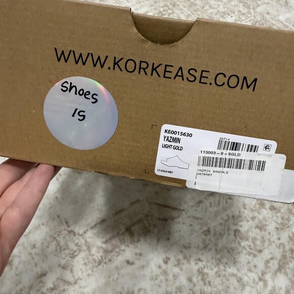 Kork-Ease Yazmin Sandals Womens Size 9 Light Gold Leather Wedge Slides Platform - Picture 6 of 12